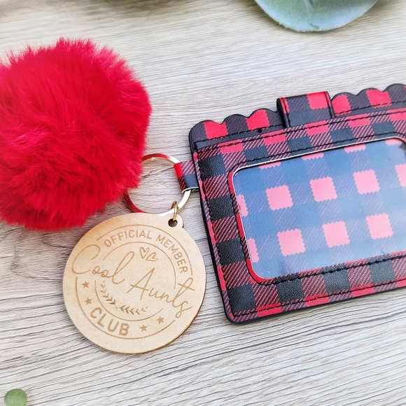 AUNT GIFT!!! Wallet Keychain & Puff with Laser Engraved Charm - Cool Aunts Club - Picture 10 of 10